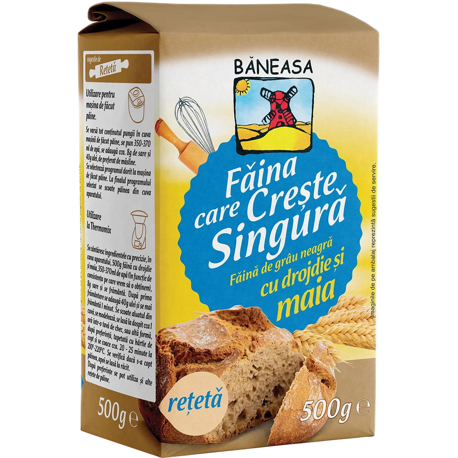 Faina de grau neagra cu drojdie si maia 500g